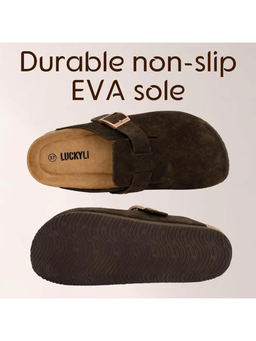 Comfortable Kids Suede Clogs with Cork Footbed, Arch Support, Slip-On Mules for
